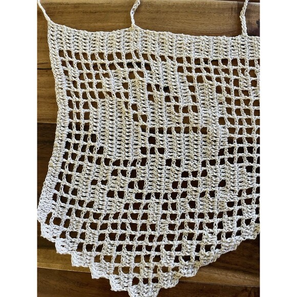 Rose Floral Handmade Crochet Grey Short Curtain Valance Panels 100% Cotton - Picture 2 of 8